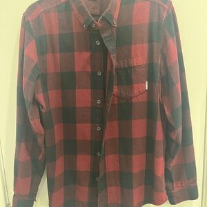 Eddie Bauer Red and Black Casual Button Down Shirt